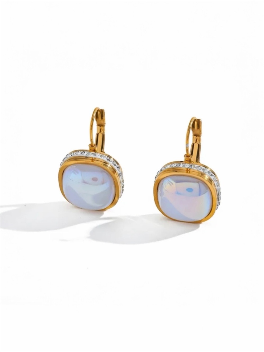 Iridescent Cushion Drop Earrings NWT 18KT Gold
Plated